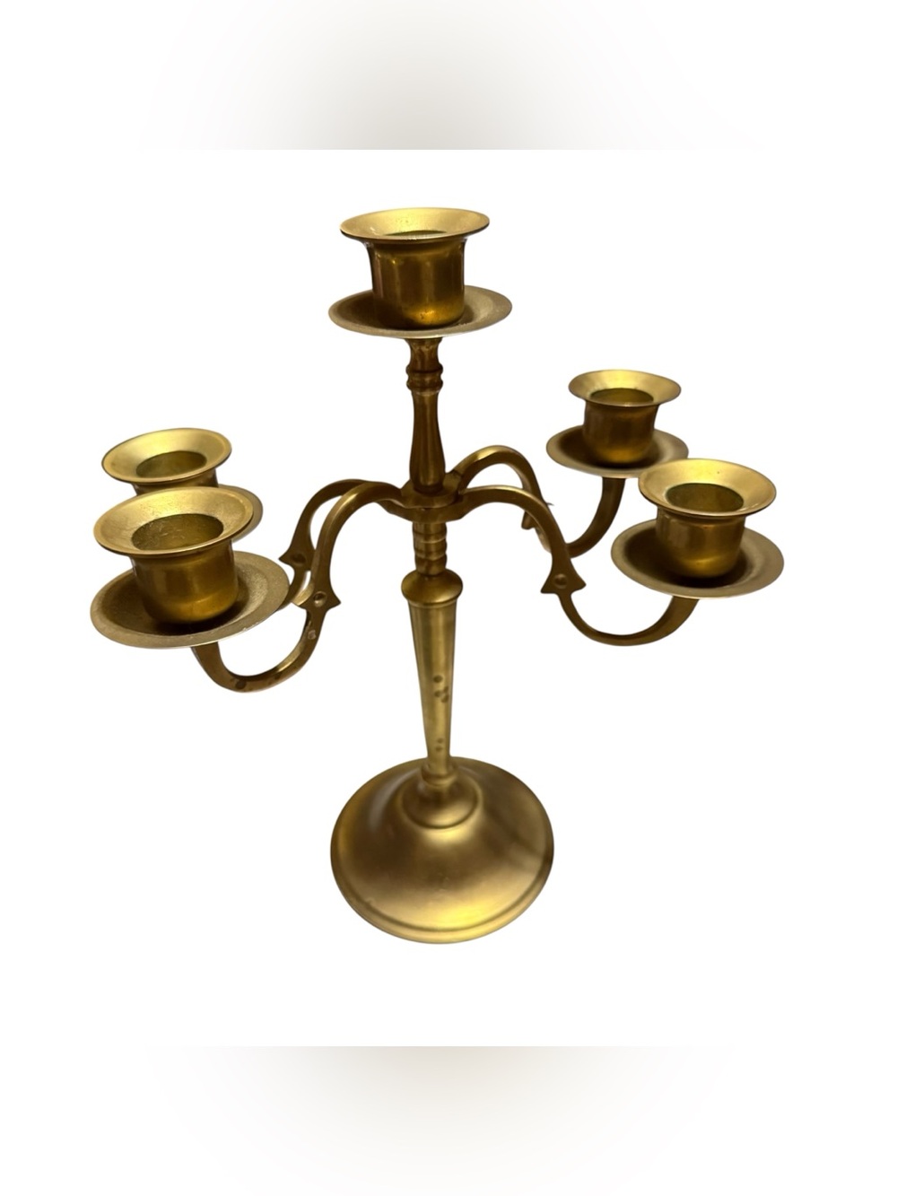 Vintage Solid Brass Candelabra 5 Candle Holder MCM